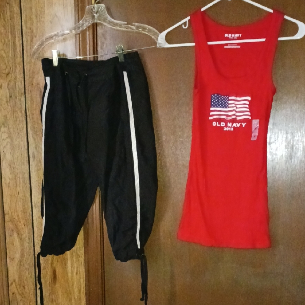 Old Navy Red American Flag Tank&capri